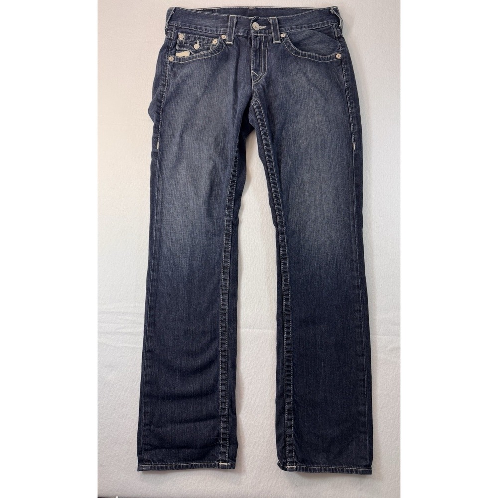 True Religion Mens Straight Leg Jeans Sz 30 (Fits 34x31) Made In USA Vintage EUC
